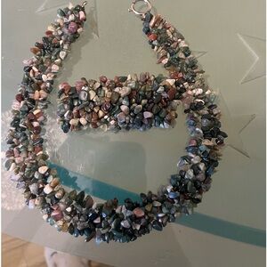 Agate beads necklace and bracelet set